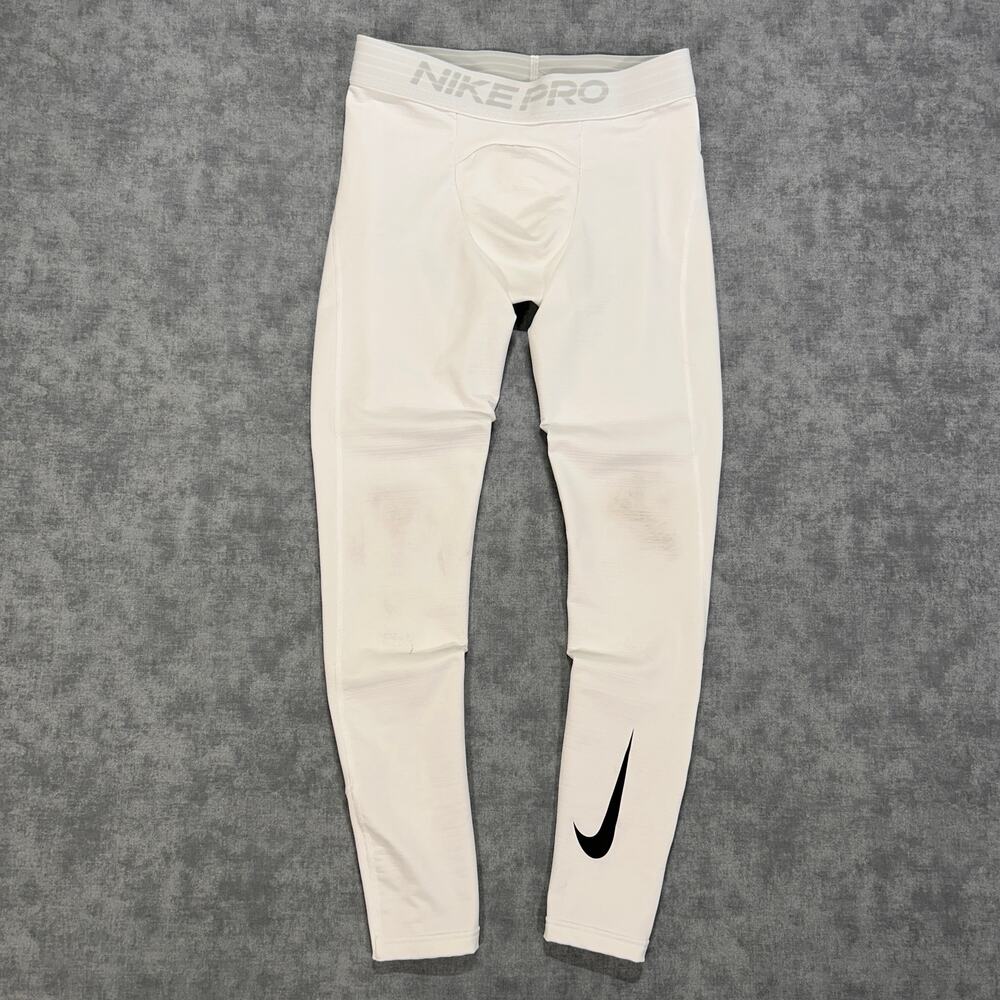 Nike Pro Dri-Fit white athletic compression training tights mens Medium